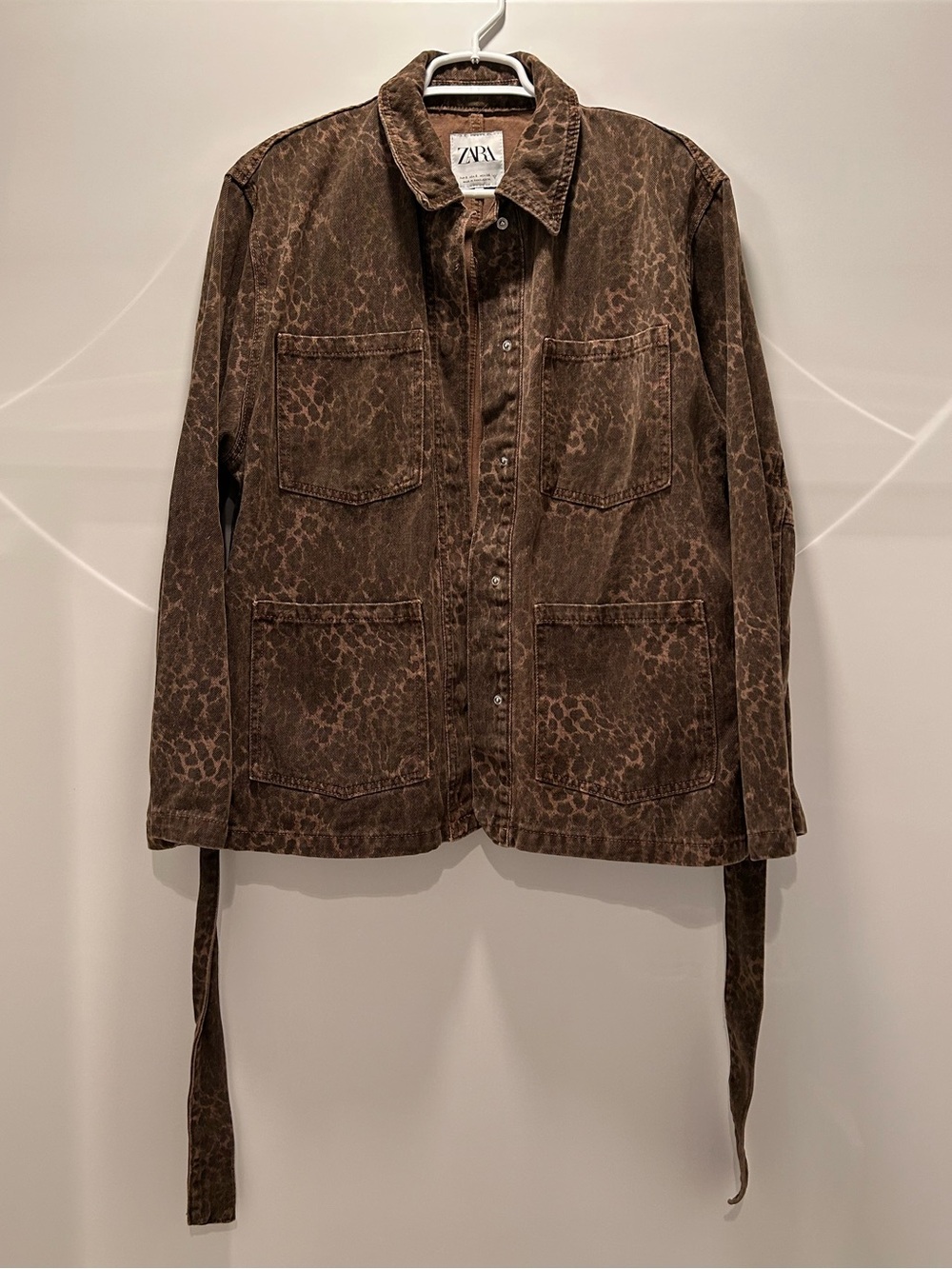 Zara Brown Printed Lightweight Shirt Jacket